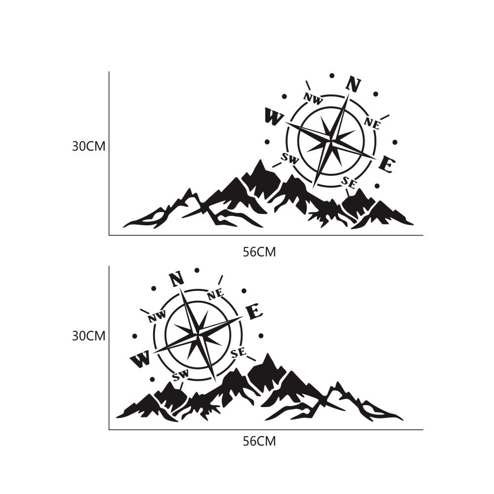 2PCS Mountain Adventurers Compass Car Sticker - Vinyl Graphics in Multiple Sizes (12