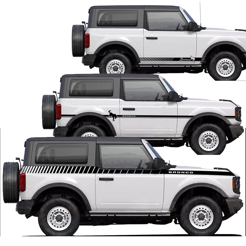 Matte Black Side Waistline Stripe Decal for Ford Bronco 2-Door (2021–2023) | Vinyl Body Line Overlay Pair