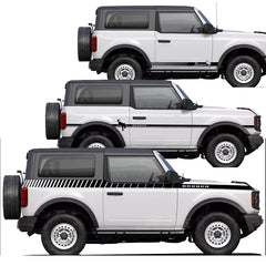Matte Black Side Waistline Stripe Decal for Ford Bronco 2-Door (2021–2023) | Vinyl Body Line Overlay Pair
