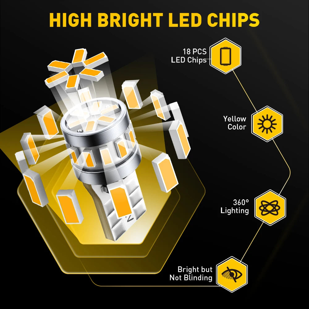 AUXITO T10 W5W Yellow Canbus LED | Parking License Plate Signal Lamp