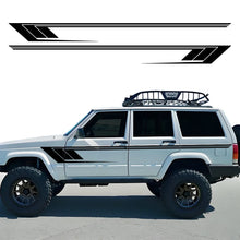 Cargar imagen en el visor de la galería, Jeep Cherokee XJ Retro Hockey Stick Racing Side Stripe Decal – Body Door &amp; Side Skirt Vinyl (2 Pcs) | 8 Finishes