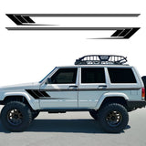 Jeep Cherokee XJ Retro Hockey Stick Racing Side Stripe Decal – Body Door & Side Skirt Vinyl (2 Pcs) | 8 Finishes