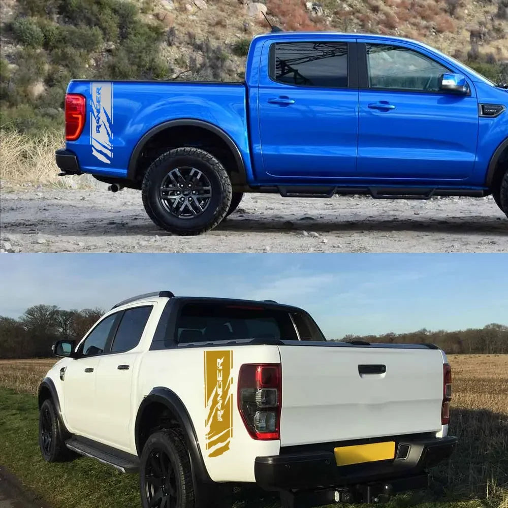 Rear Bed Side Stripe Decal for Ford Ranger Raptor | 2-Piece Vinyl Trunk Graphic