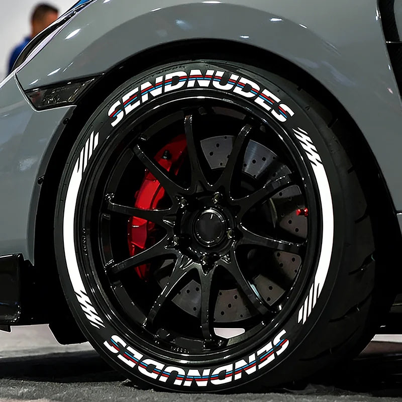 SENDNUDES 3D Tire Letter Stickers for 4 Tires | 8pc Waterproof PVC