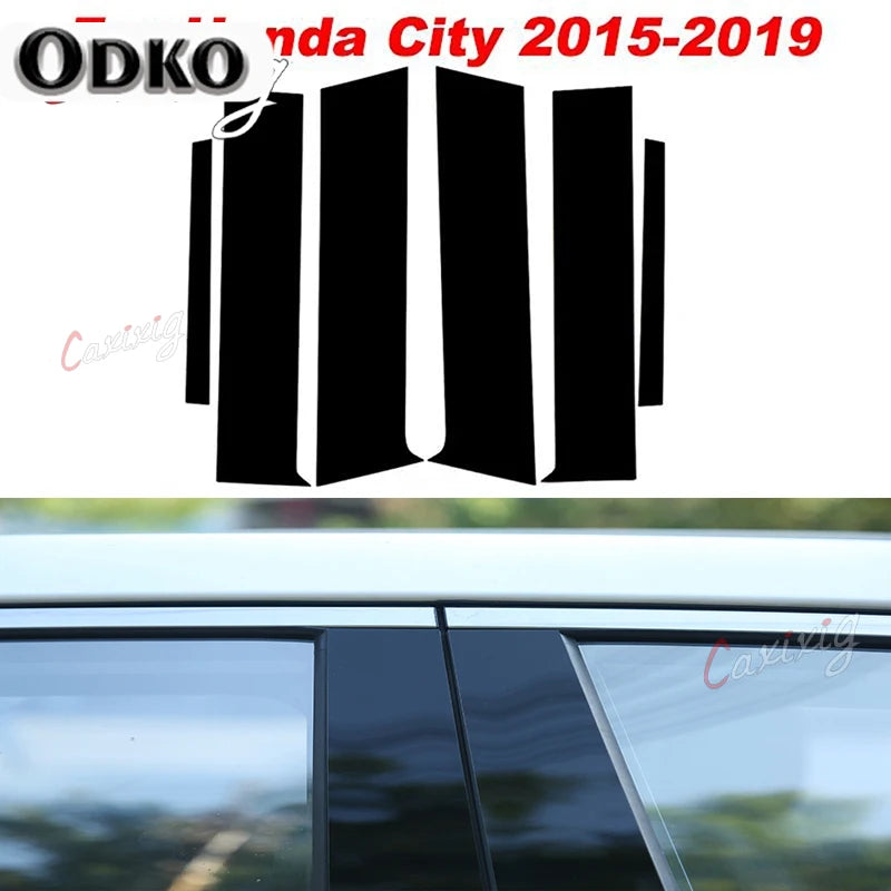 Pillar Posts for Honda City 2015 2016 2017 2018 2019 Door Window Trim Cover Kits Stickers Auto Styling Exterior Parts