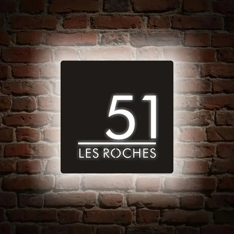 Custom LED House Number Sign Backlit Crystal Base Luminous Acrylic Logo Sign Home Entrance Door Plate for Villa Apartment Decor