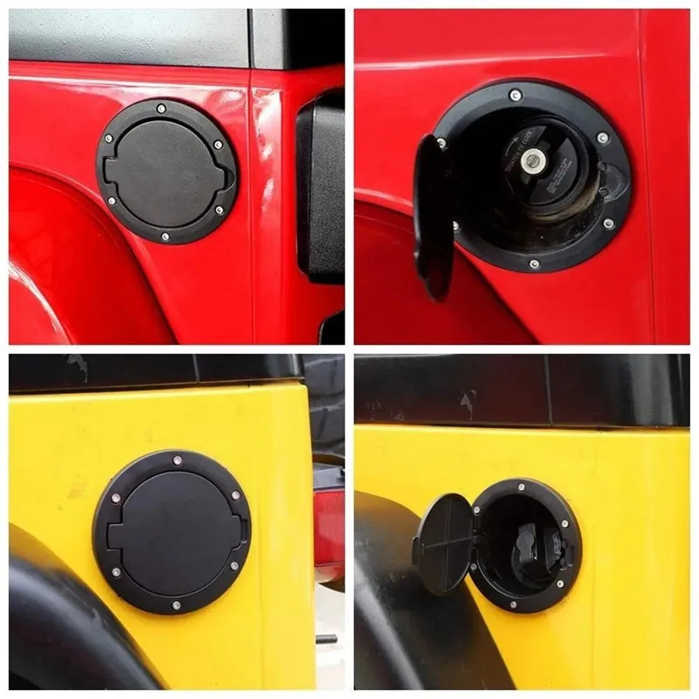 Black Aluminum Locking Fuel Filler Door Gas Tank Cap Cover for Jeep Wrangler (2007–2018)