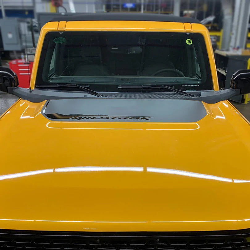 Matte Black Wildtrak Hood & Mountain Waistline Stripe Decal for Ford Bronco (2021–2023) | Off-Road Vinyl