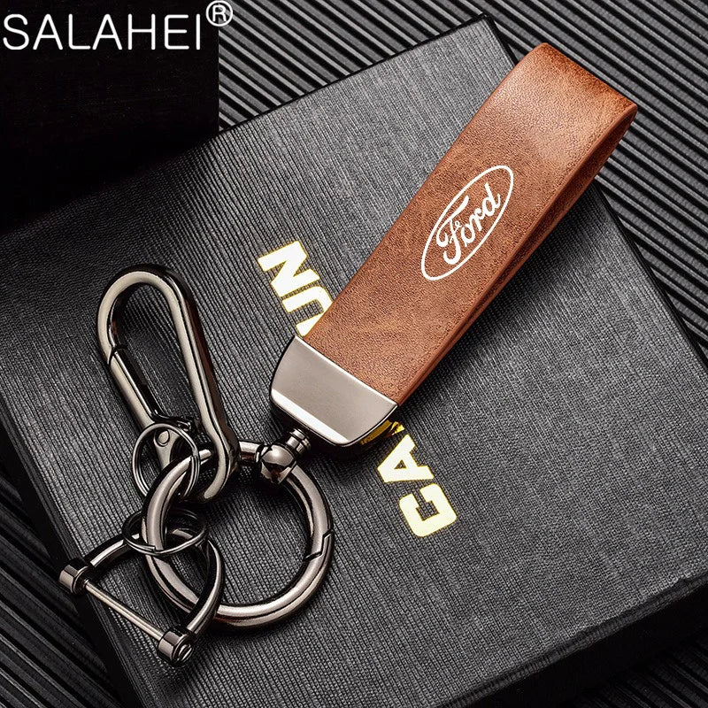 Leather Alloy Keychain Keyring Pendant for Ford Mustang / Fiesta / Focus / Mondeo | Gift