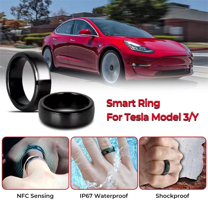 NFC Smart Key Ring | Waterproof Ceramic Ring to Replace Tesla Key Card / Key Fob (Model 3 / Y / S / X)