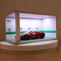 1:18 Car Models Parking lot Solid  Parking Garage Model With lights And Acrylic Dust Cover