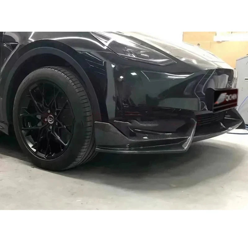 Real Carbon Fiber Front Bumper Lip & Diffuser Spoiler for Tesla Model Y | Diverter Body Kit