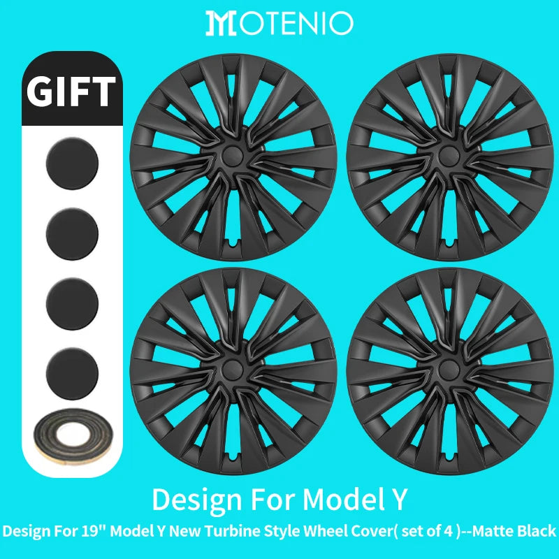 19" Blade Wheel Cover Caps for Tesla Model Y (2020–2024) | 4-Piece Full Coverage Hub Cap Set
