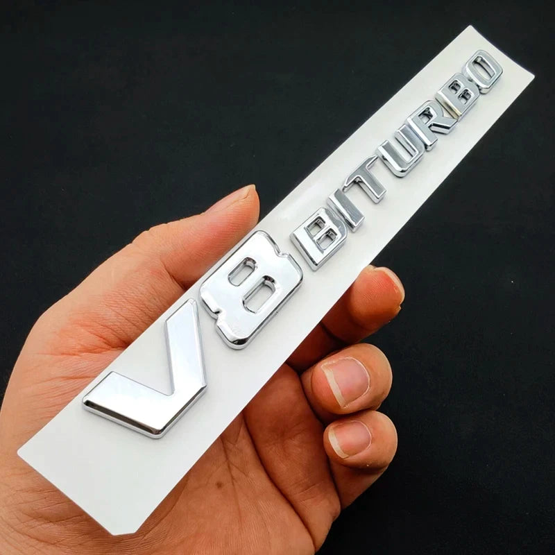 3D ABS Chrome C63S Logo V8 BITURBO Badge Trunk Emblem Sticker for Mercedes-Benz AMG | Decal