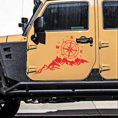 Mountain Adventurers Compass Graphic Decal | 2-Piece Vinyl Sticker for RV, Camper, Truck & Car