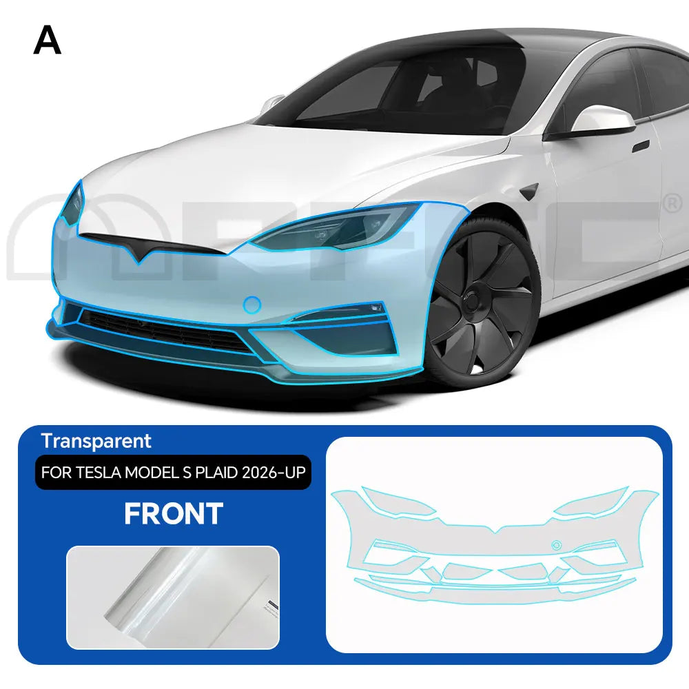Precut PPF for Tesla Model S Plaid (2026+) | 9-Mil TPU Paint Protection Film Clear Bra