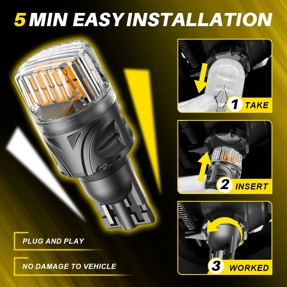 AUXITO T15 W16W Canbus LED | Yellow/White Backup Reverse Bulb 2-Pack