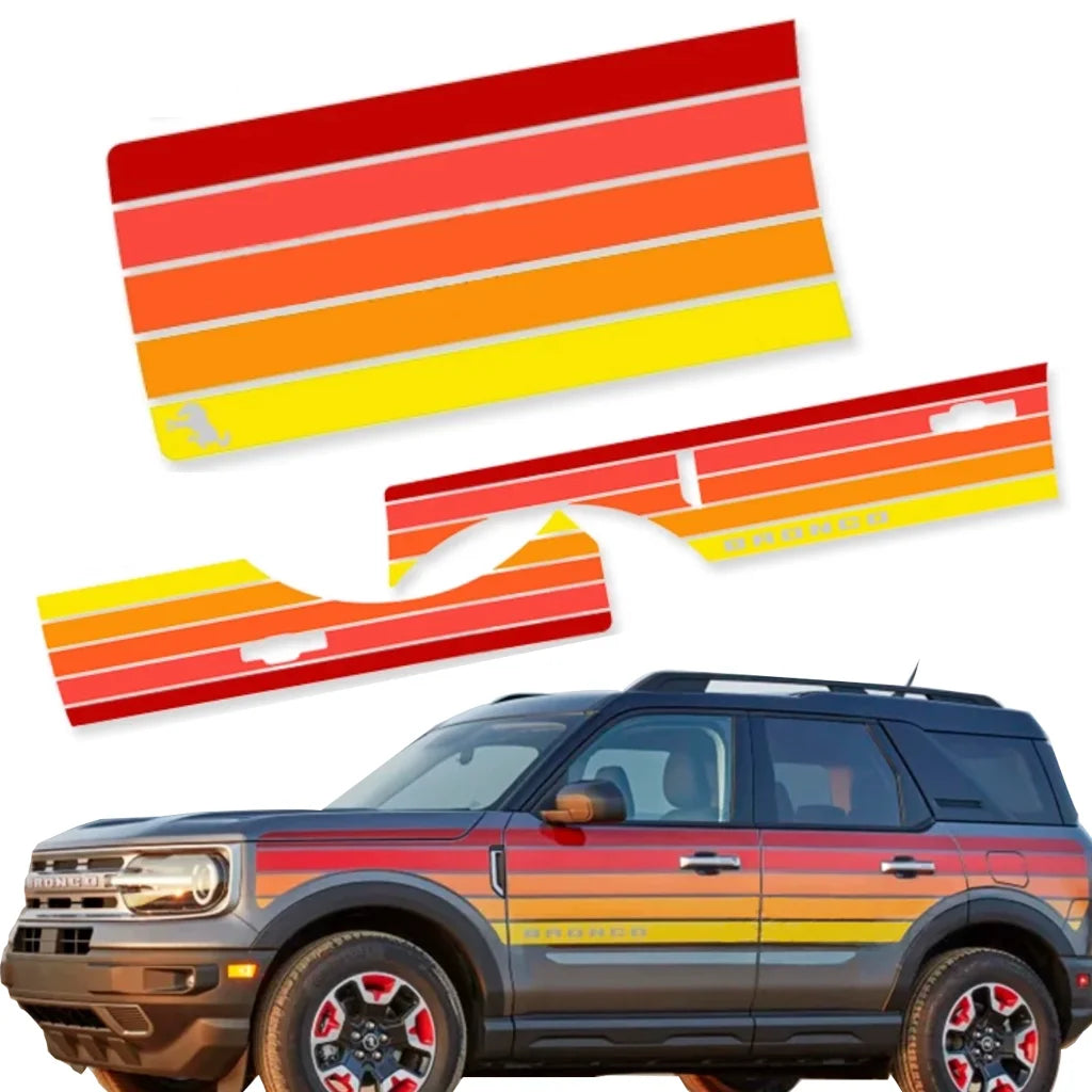 Retro Sunset Stripe Decal Kit for Ford Bronco Sport | Hood & Waist Line Vinyl Graphics
