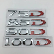 Cargar imagen en el visor de la galería, Rear Boot Trunk Tailgate Emblem Badge for Tesla Model 3 / S / X / Y | 75D 85D 90D 100D Sticker