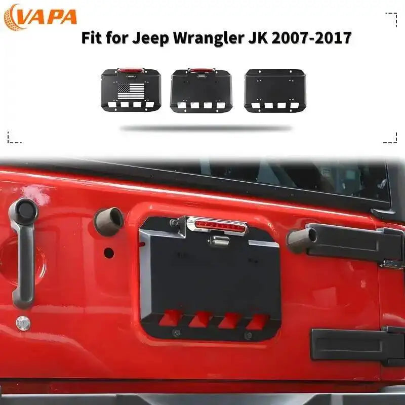 Tailgate Exhaust Cover Plate Spare Tire Exhaust Port License Plate License Plate Holder fit for Jeep Wrangler JK JL 2007-2017