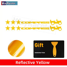Cargar imagen en el visor de la galería, Jeep Compass Willy Edition Star Decal Kit – Reflective Vinyl | Hood, Trunk &amp; Door Pillar (2 Pcs)