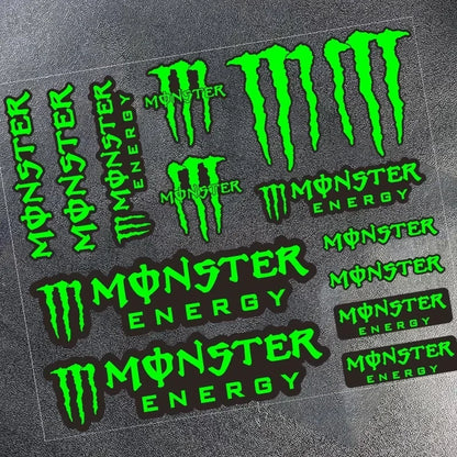 Monster Energy Motorcycle Side Strip Sticker - Reflective Vinyl Decals for Cars & Motorcycles