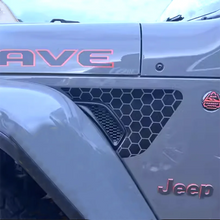Cargar imagen en el visor de la galería, Eagle, Mountain Topo &amp; Honeycomb Fender Vent Decal for Jeep Wrangler JL / Gladiator JT (2018–2023) | Vinyl Graphics