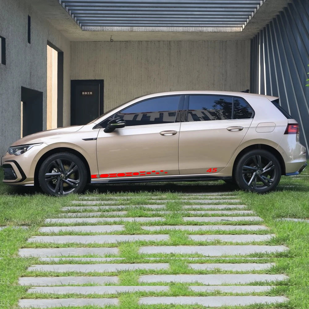 GTI Clubsport 45 Style Door Side Skirt Stripe Decal for VW Golf 8 MK8 | 2-Piece PVC Vinyl Sticker