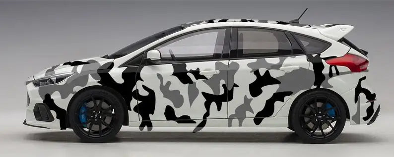 Universal Black & Grey Camouflage Car Vinyl Sticker Kit - Customizable Camo Side Graphic Wrap Decals