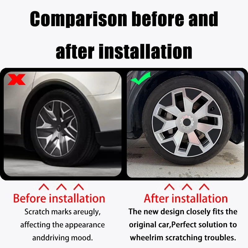 19" Replacement Hub Cap Wheel Covers for Tesla Model Y (2026) | 4-Piece Set
