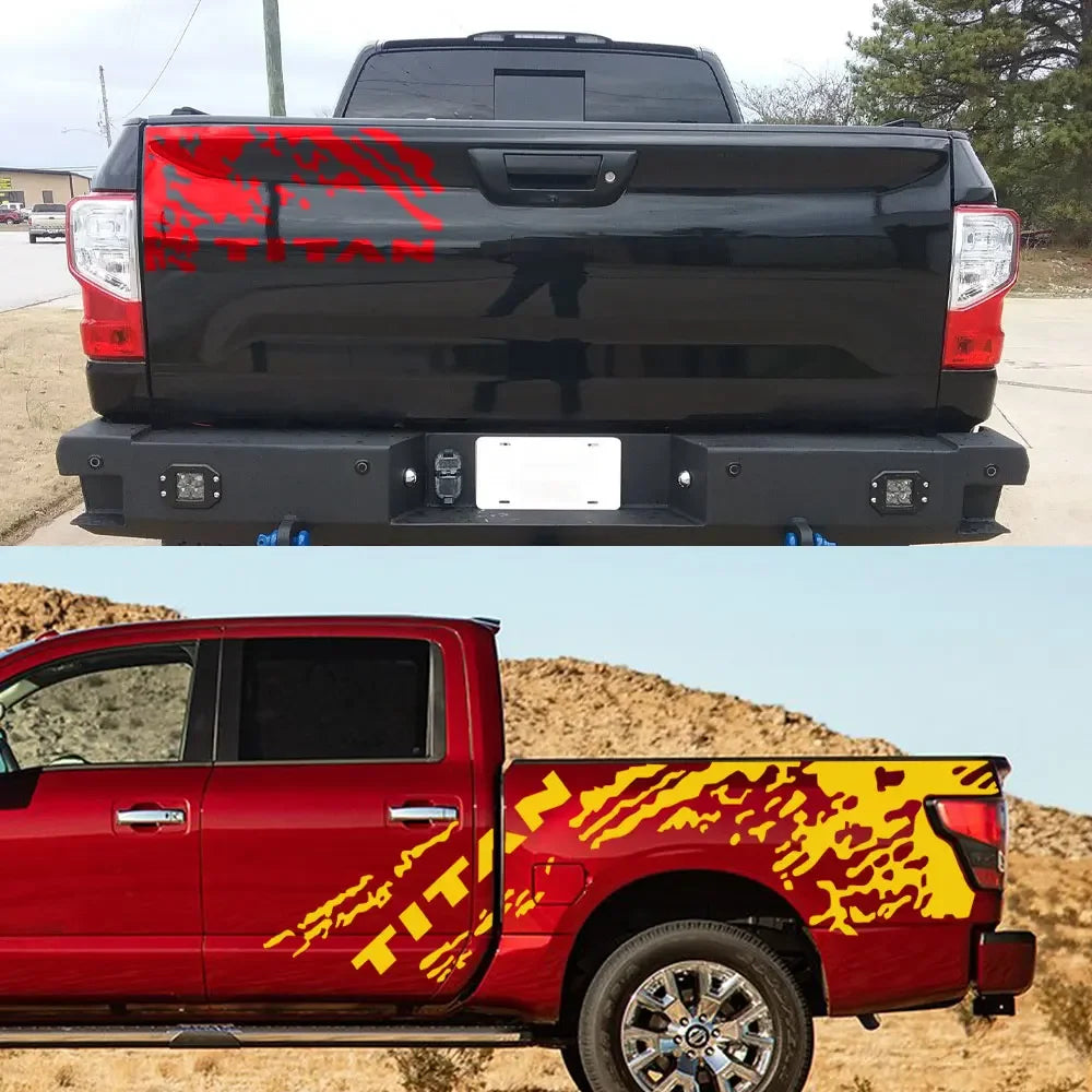 Splash Grunge Body Side Decal for Nissan Titan S / SL / SV / Platinum | 3-Piece Vinyl Truck Graphics