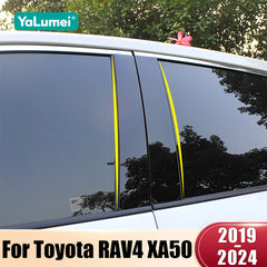 For Toyota RAV4 XA50 2019 2020 2021 2022 2023 2024 2025 Hybrid Car Pillar Posts Door Window Trim Cover Sticker Accessories