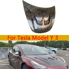 Real Carbon Fiber Hood Engine Cover for Tesla Model Y / Model 3 | Replacement Headliner Hood