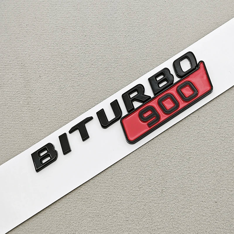 Gloss Black BITURBO 800 / 900 Side Fender Emblem Decal for Mercedes-Benz AMG | Badge Sticker