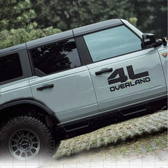 Overland 4L Blackout Door Decal for Ford Bronco | Off-Road Vinyl Graphic Pair