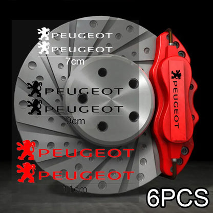 Title: Peugeot Brake Caliper Decals – High Temp Vinyl Stickers (6 Pcs)