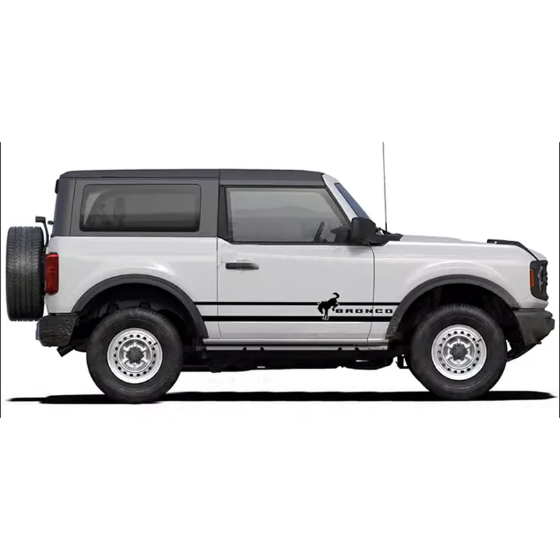 Matte Black Side Waistline Stripe Decal for Ford Bronco 2-Door (2021–2023) | Vinyl Body Line Overlay Pair