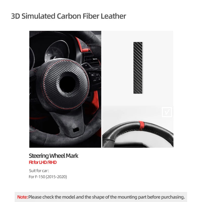 Made of Alcantara For Ford F-150 SVT Raptor 2015-2020 Steering Wheel Center Line Top Marker Trim Sticker Car Interior Accessory
