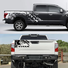 Splash Grunge Body Side Decal for Nissan Titan S / SL / SV / Platinum | 3-Piece Vinyl Truck Graphics
