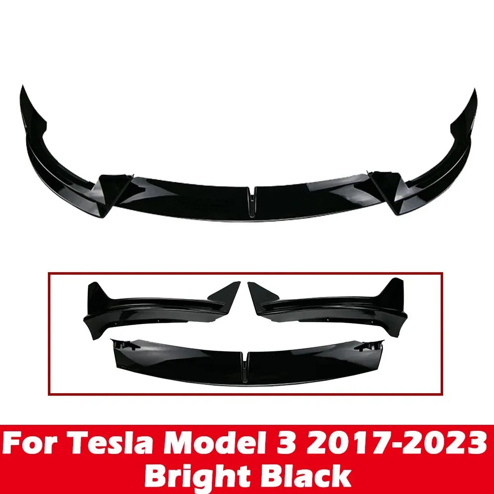 Front Bumper Front Lip Front Shovel kit Compatible for Tesla Model 3 2017-2023 & Model Y 2017-2024,Body Spoiler Splitter kit