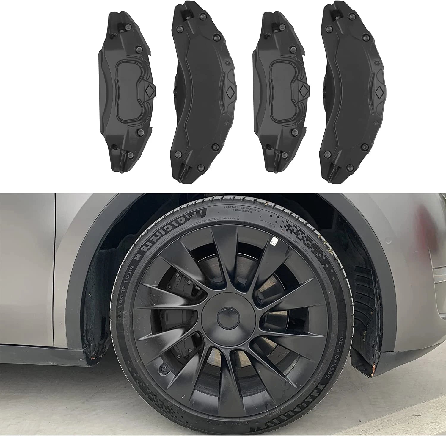 For Tesla Model 3 Brake Caliper Covers 2017 2018 2019 2020 2021 2022 2023 4pcs 18 19in wheel cover with Stickers(not fit 3 2024)