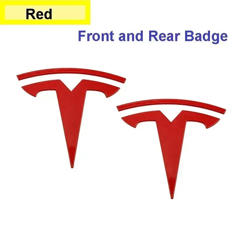 For Tesla Model 3 Mode Y Zinc Alloy Car Front Hood Logo Sticker Styling Auto Body Rear Trunk Emblem with Radian Accessories