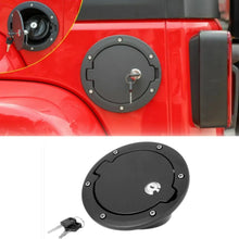 Cargar imagen en el visor de la galería, Black Aluminum Locking Fuel Filler Door Gas Tank Cap Cover for Jeep Wrangler (2007–2018)