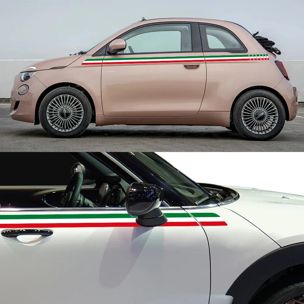 Italian Flag Racing Stripe Side Door Decal | Italy Tricolor Vinyl Graphic Sticker