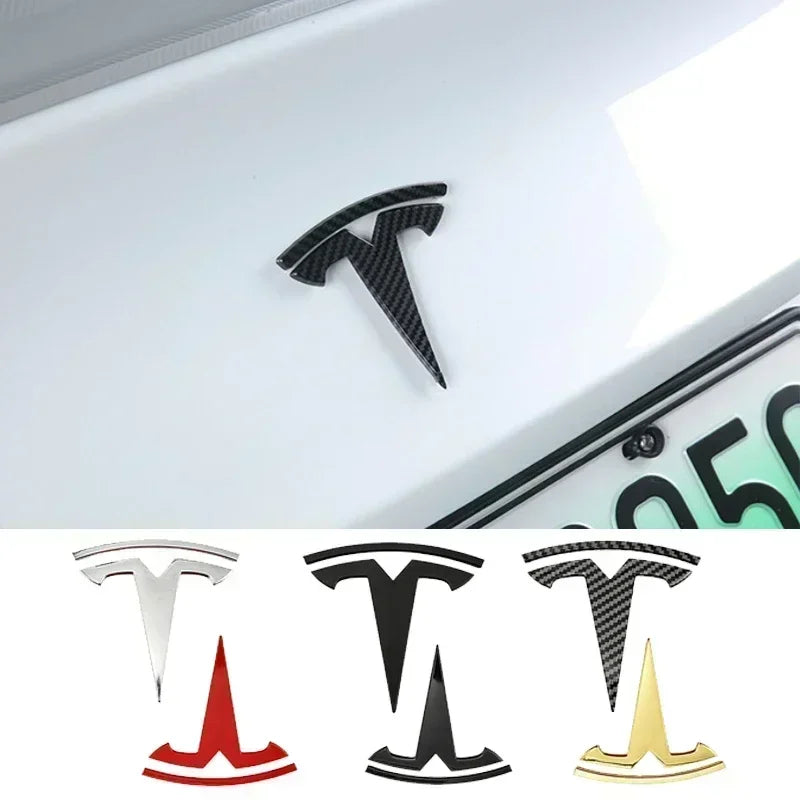 Zinc Alloy Front Hood Logo Sticker for Tesla Model 3 / Model Y | Auto Body Styling Emblem