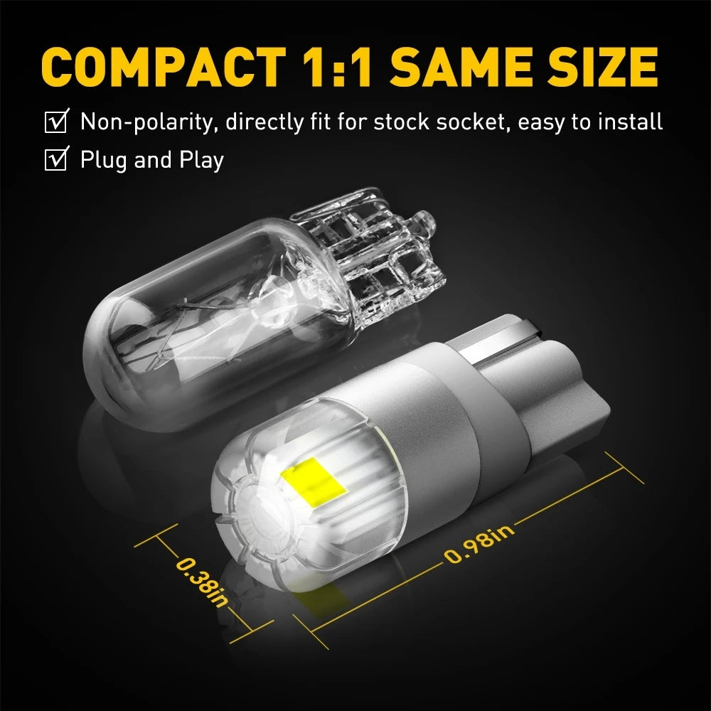 AUXITO W5W T10 168 194 Canbus LED | 2pc 6000K White/Red/Yellow