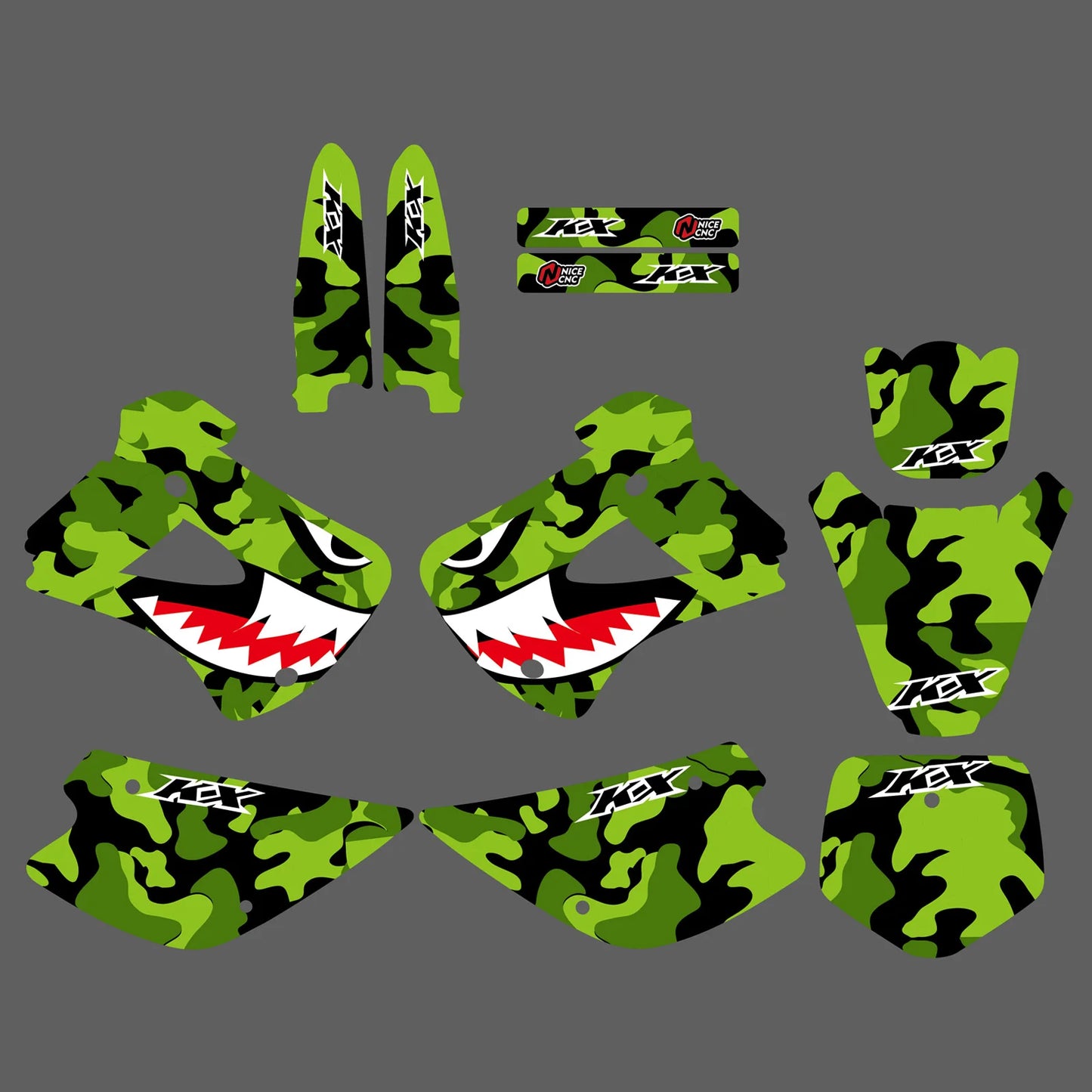 Full Graphics Kit – Background Decals for Kawasaki KX85 / KX100 (1998–2013)