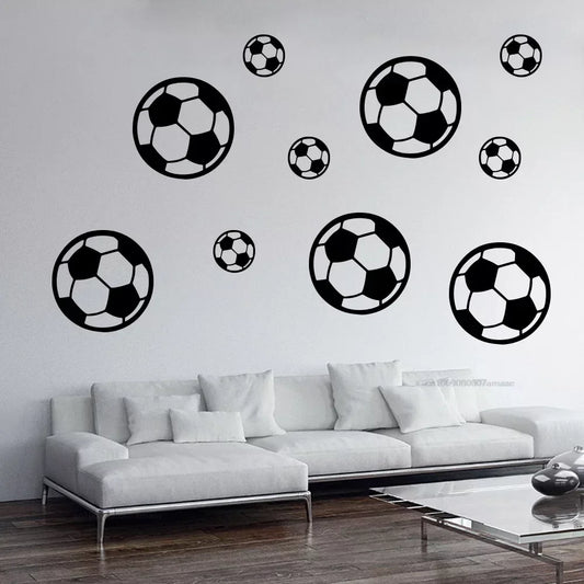 12pcs Soccer Wall Stickers - Waterproof Football Decals for Boys’ Rooms & Home Decor