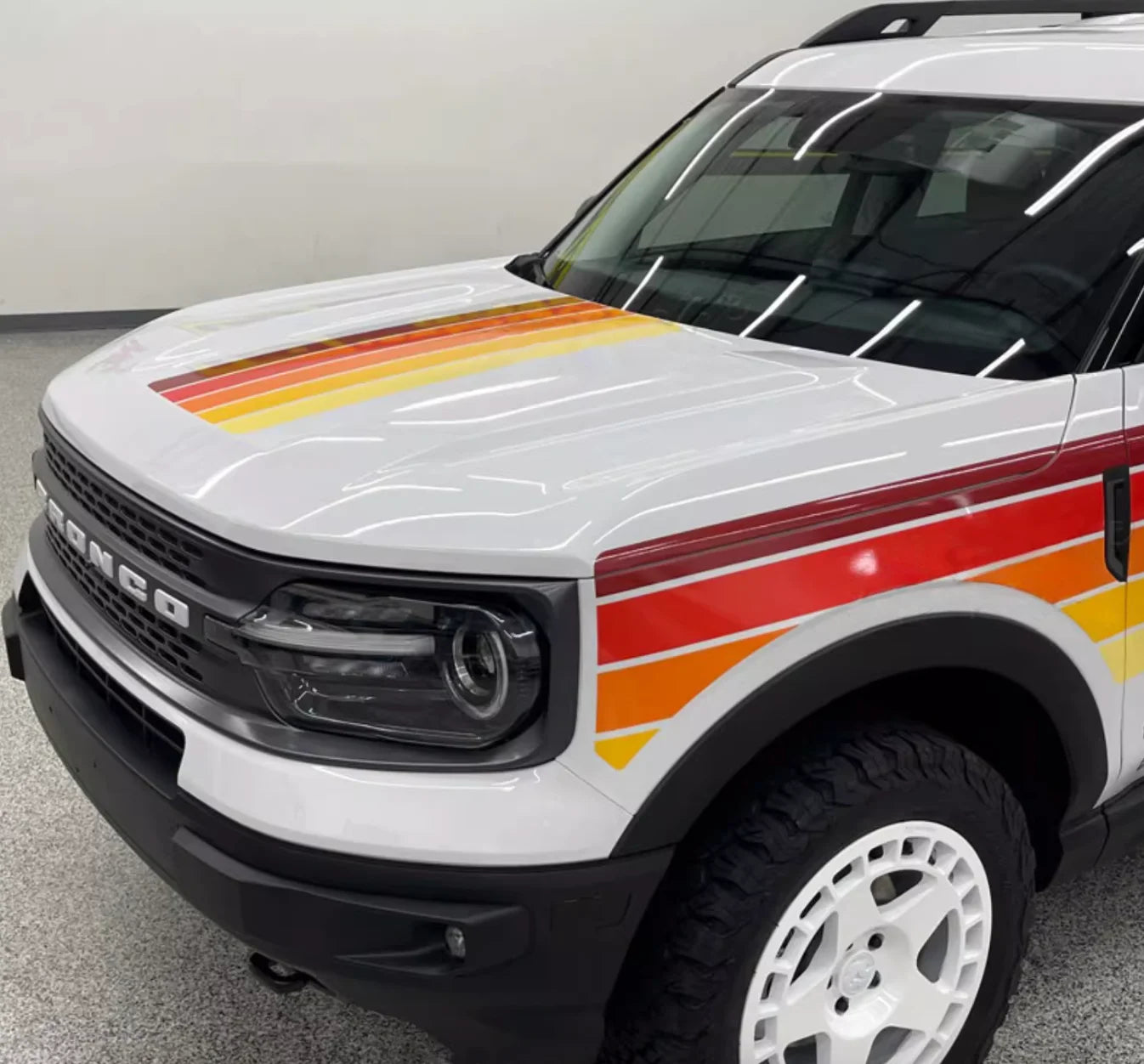 Retro Sunset Stripe Decal Kit for Ford Bronco Sport | Hood & Waist Line Vinyl Graphics
