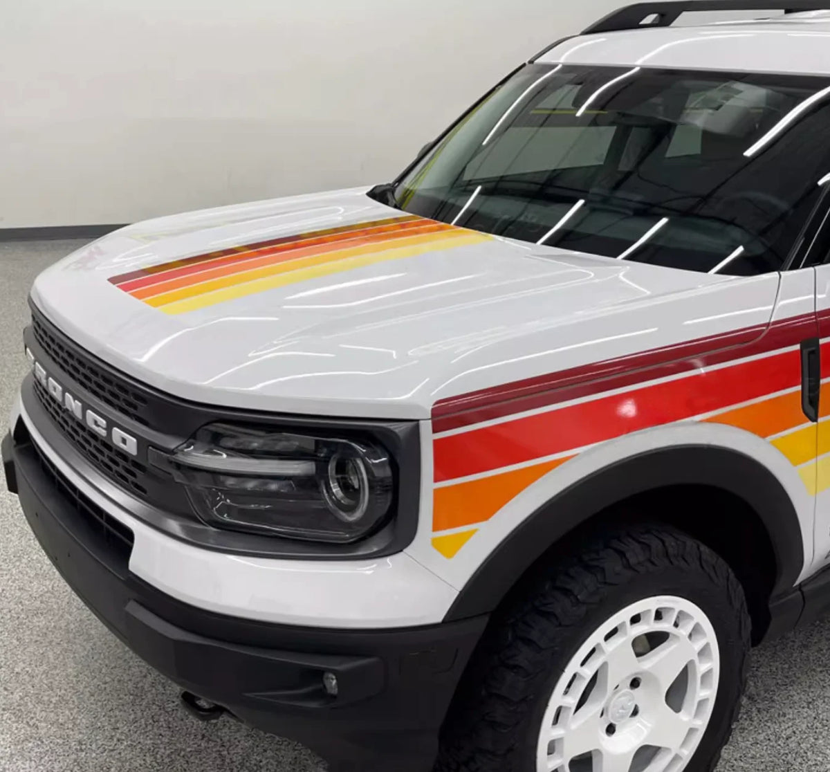 Retro Sunset Stripe Decal Kit for Ford Bronco Sport | Hood & Waist Line Vinyl Graphics